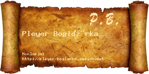 Pleyer Boglárka névjegykártya